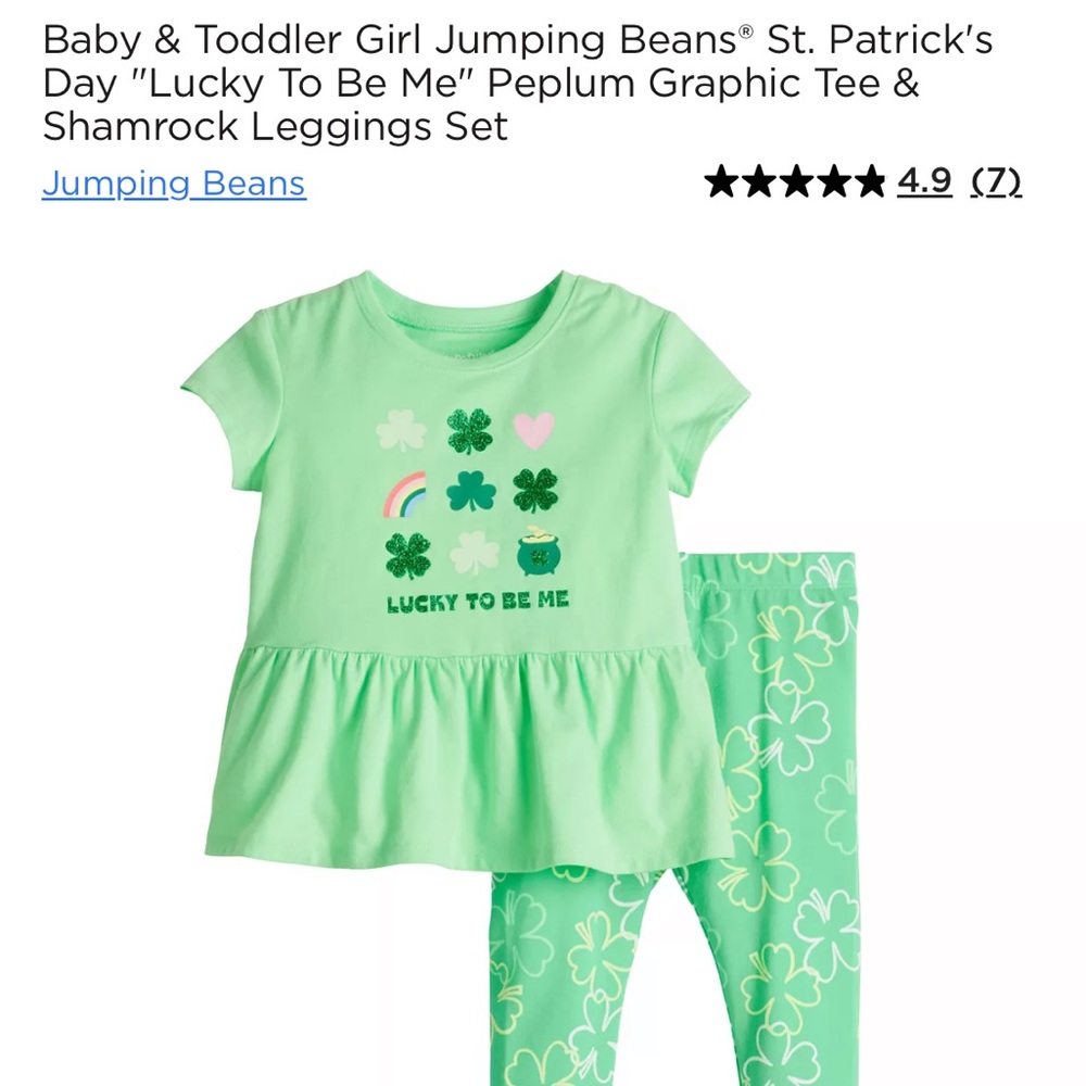 Jumping Beans Green Shamrock Outfit